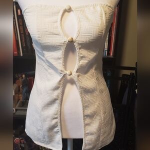 SHEIN Classic White Cut-out Strapless Top -  Small US 4